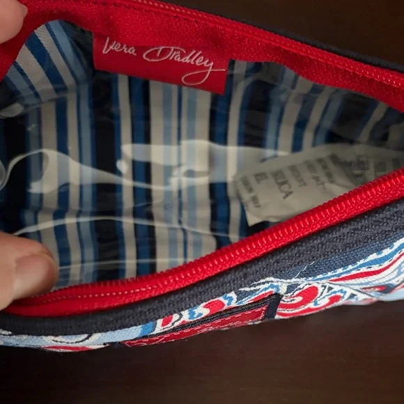Vera Bradley Red and Blue Paisley cosmetic Pouch - Seaside Collection - Picture 2 of 5